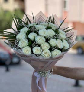Beyaz Gül Buketi 21 Adet