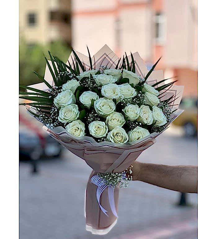 Beyaz Gül Buketi 21 Adet