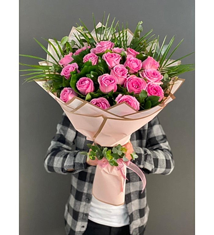 20 Adet Pembe İthal Gül Buketim